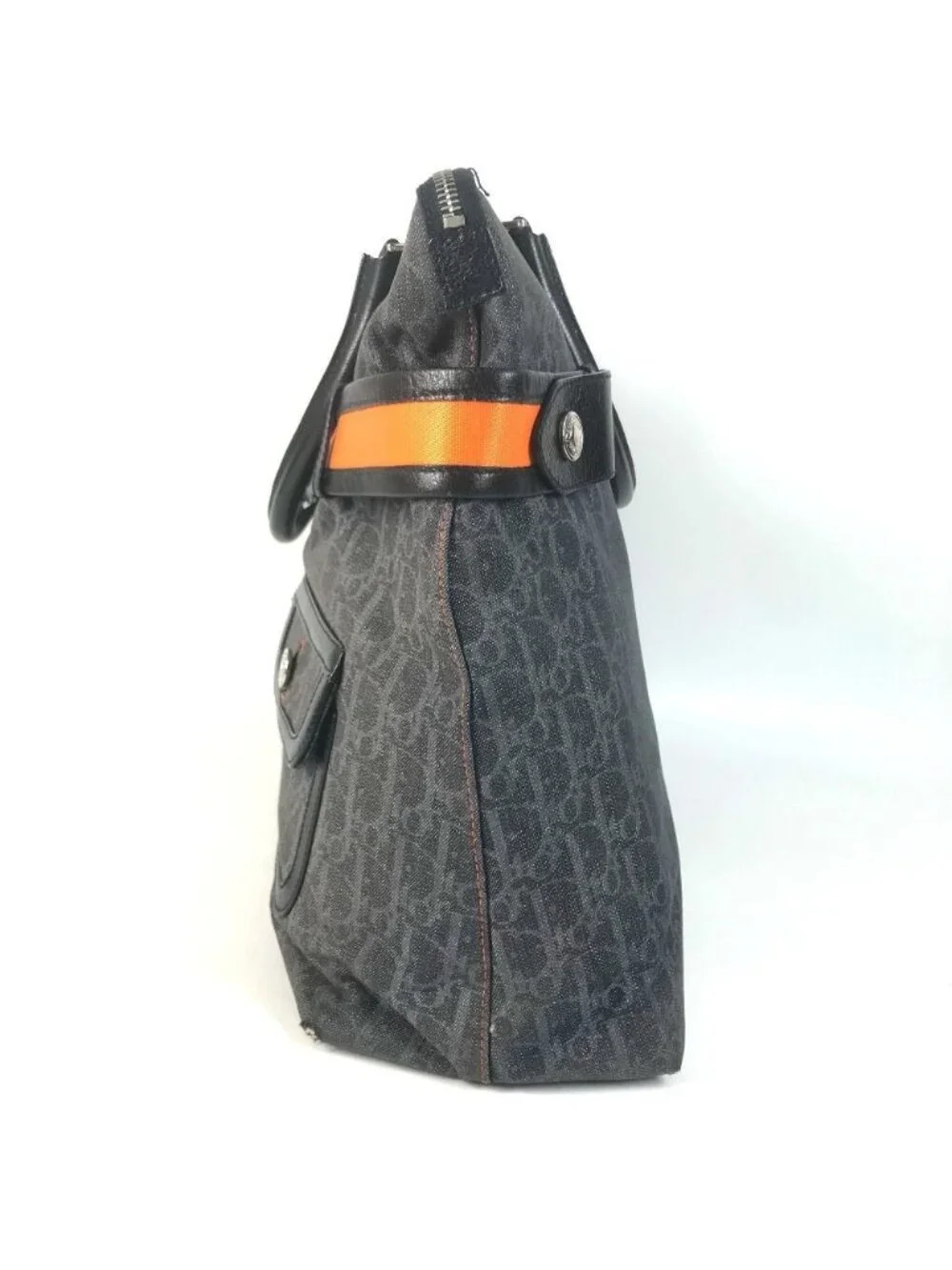 Dior Handbag Trotter Logo Denim Leather Blue